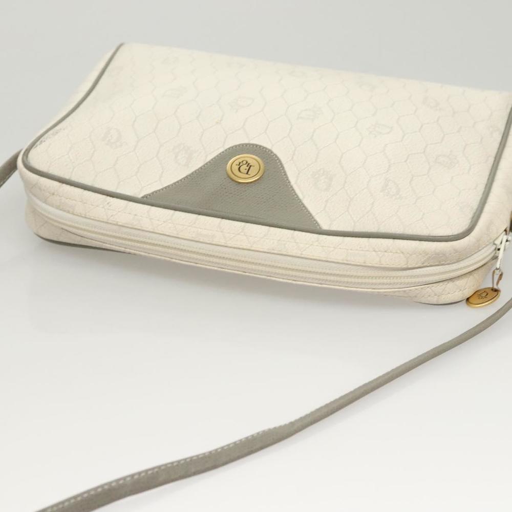 Christian Dior Honeycomb Canvas Shoulder Bag PVC White Gold Auth sw752 - Picture 6 of 16